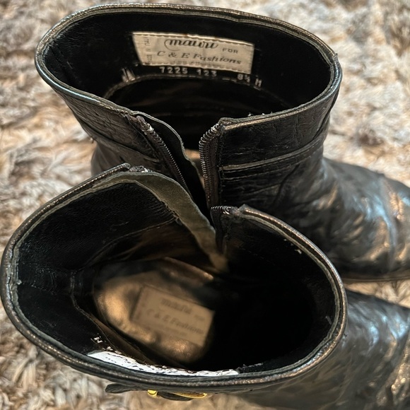 Men’s MAURI Black Hand Made OSTRICH Side Zip Boots Size 8.5 Made In Italy main image 14